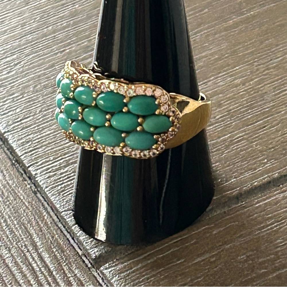 Sleepy beauty turquoise cabochon 14k Gold ring size 10 - Picture 7 of 16
